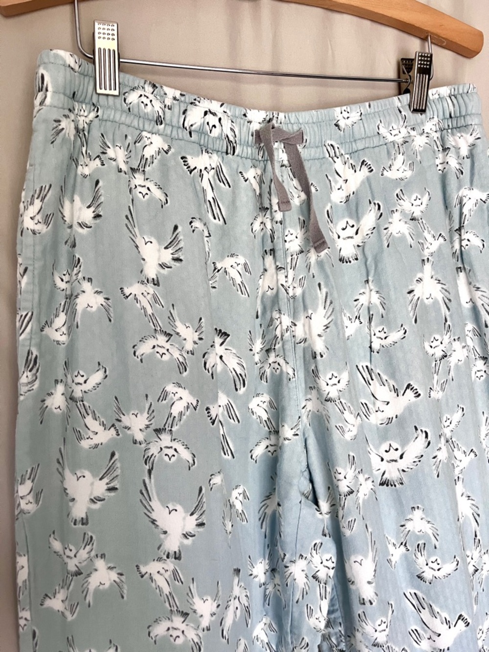 Nest Designs Bamboo Pajama Pants Owl Print Double Layer Flannel Lounge • Size M